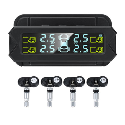 Wireless Tire Pressure Monitoring System Solar Powered TPMS 5 Alarm Modes Tire Pressure