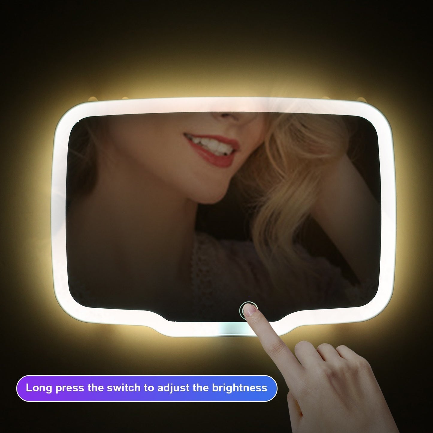 Car Sun Visor Vanity Mirror Rechargeable Makeup Mirror Dimmable Rear View Sun-Shading Cosmetic Mirror