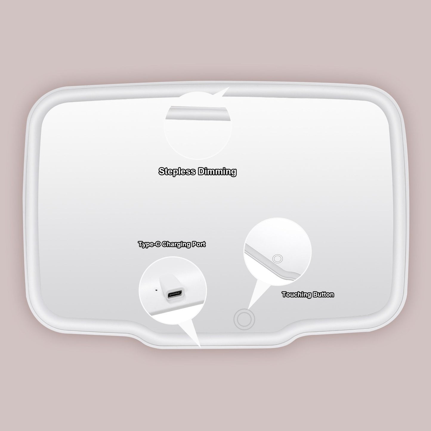 Car Sun Visor Vanity Mirror Rechargeable Makeup Mirror Dimmable Rear View Sun-Shading Cosmetic Mirror