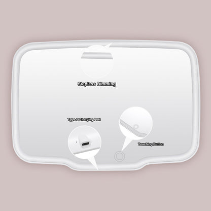 Car Sun Visor Vanity Mirror Rechargeable Makeup Mirror Dimmable Rear View Sun-Shading Cosmetic Mirror