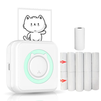 BT Connection Photo Printer Wireless Instant Mini Portable Multi-functional Printer with 11 Paper Rolls for iOS Android Smartphone
