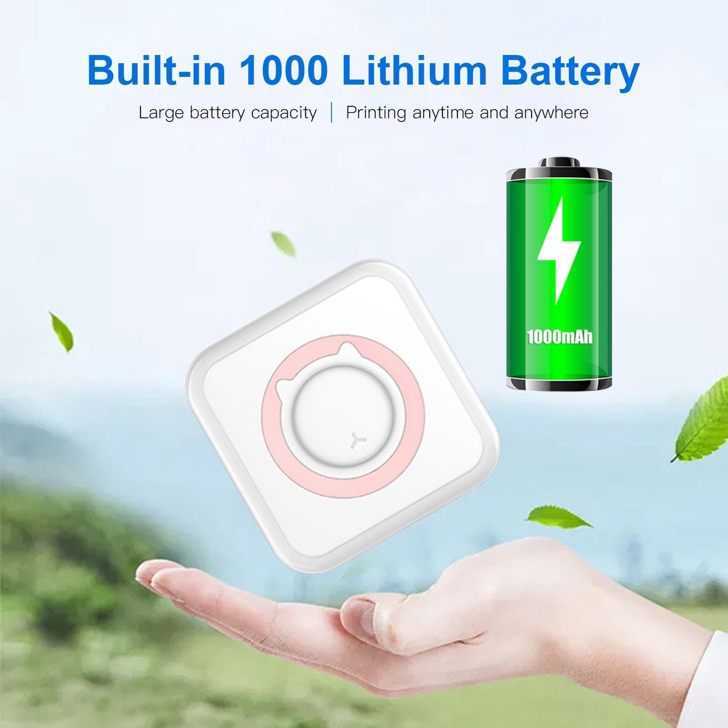 BT Connection Photo Printer Wireless Instant Mini Portable Multi-functional Printer with 11 Paper Rolls for iOS Android Smartphone