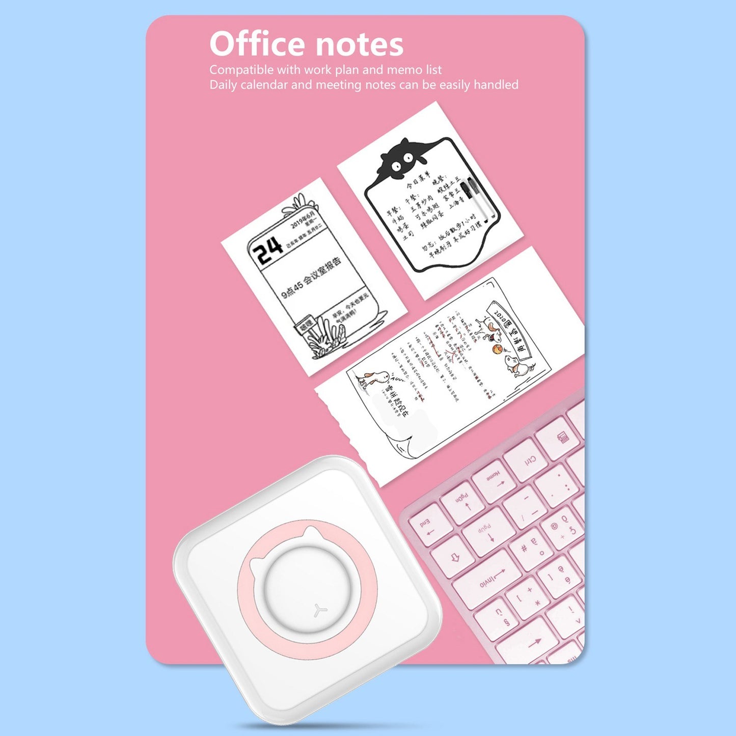 BT Connection Photo Printer Wireless Instant Mini Portable Multi-functional Printer with 11 Paper Rolls for iOS Android Smartphone