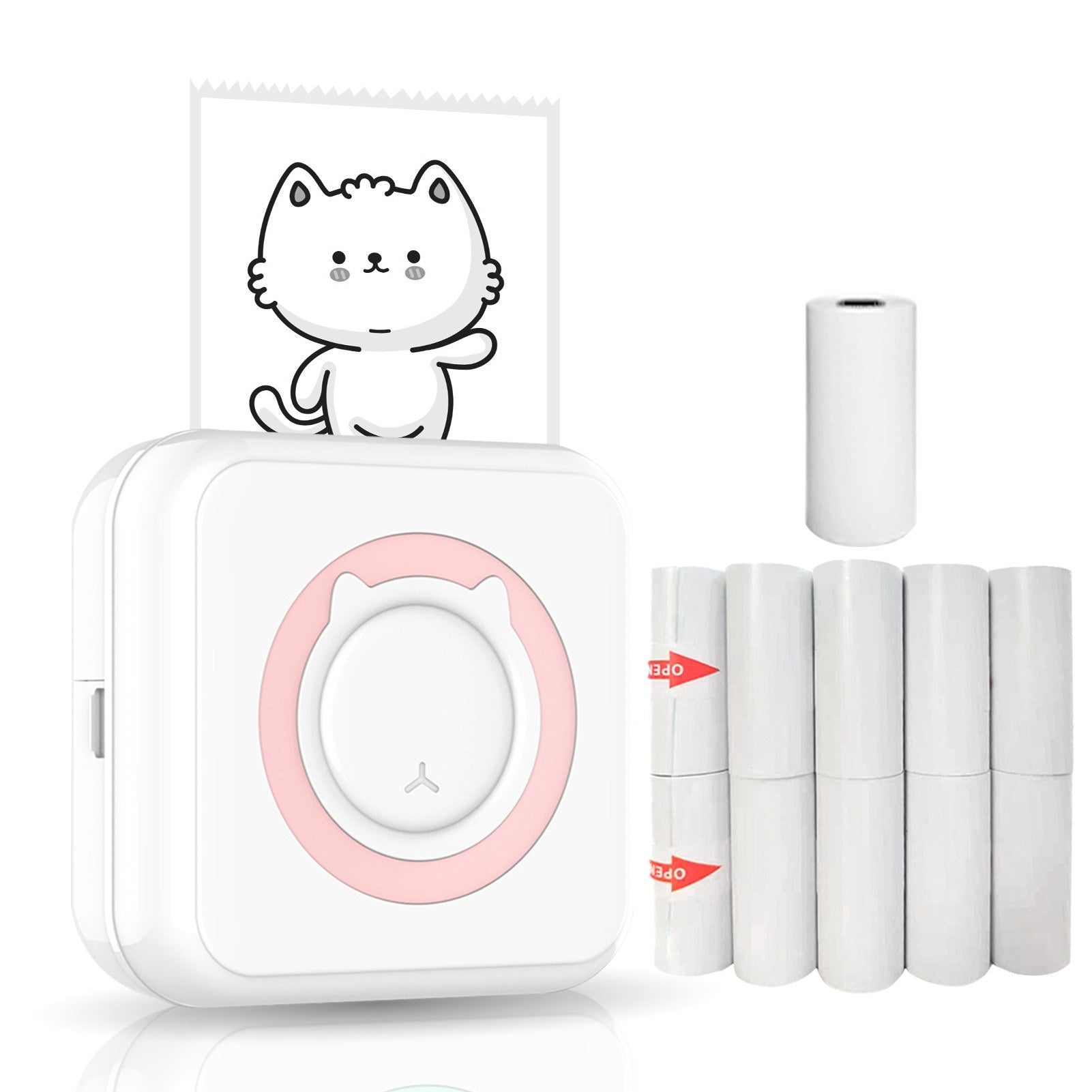 BT Connection Photo Printer Wireless Instant Mini Portable Multi-functional Printer with 11 Paper Rolls for iOS Android Smartphone
