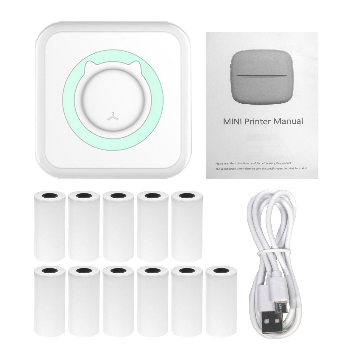 BT Connection Photo Printer Wireless Instant Mini Portable Multi-functional Printer with 11 Paper Rolls for iOS Android Smartphone
