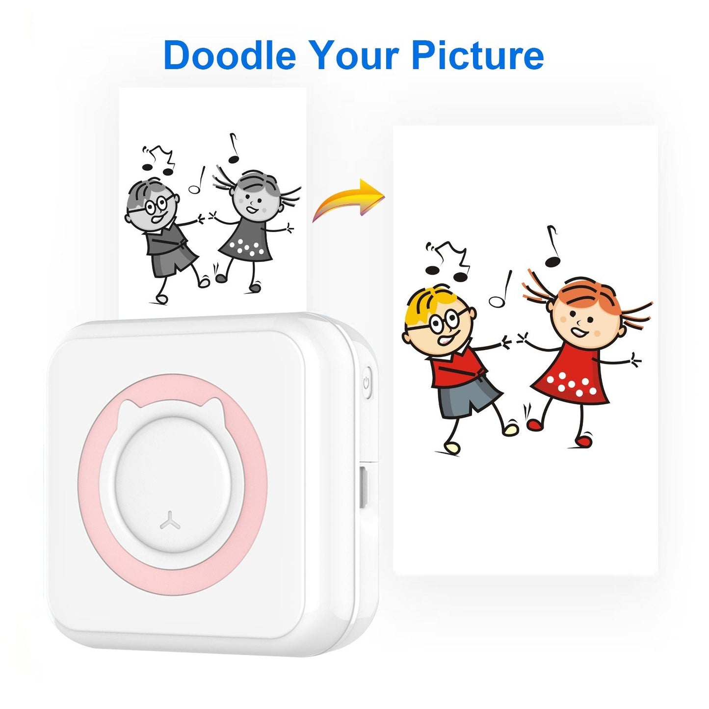 BT Connection Photo Printer Wireless Instant Mini Portable Multi-functional Printer with 11 Paper Rolls for iOS Android Smartphone