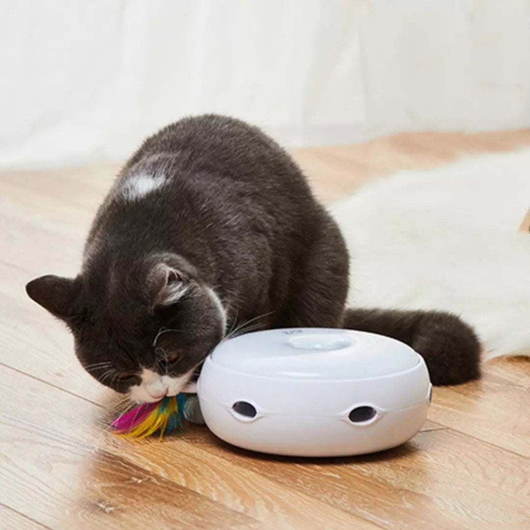 HOMERUN Smart Cat Toy Pet Toy Ambush Interactive Electronic Cat Toy with Rotating Feather/3 Playing Modes