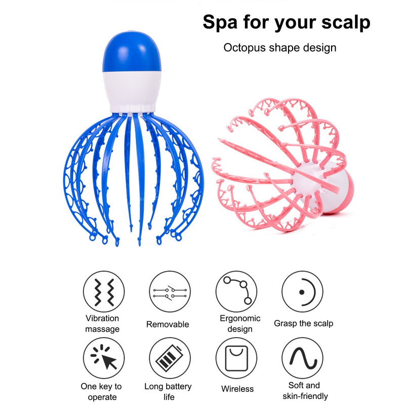 Electric Head Scalp Massager Release Stress Alleviate Fatigue Vibration Massager Claw Octopus Portable Removable Massage Device
