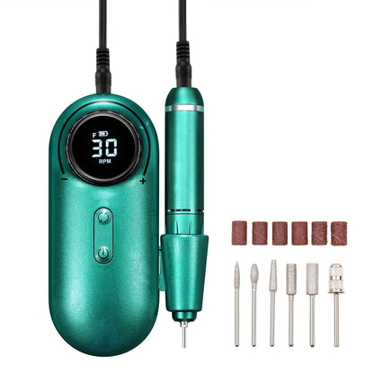 Electric Nail Drill Polish Kit 30000RPM Nail File Manicure Pedicure Tool with 6 Drill Bits Sanding Bands