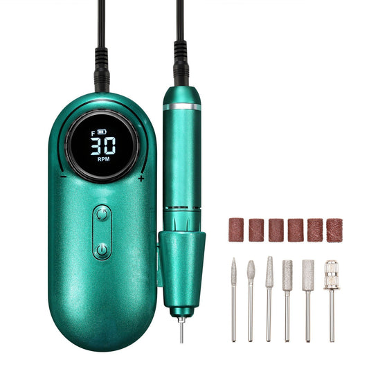 Electric Nail Drill Polish Kit 30000RPM Nail File Manicure Pedicure Tool with 6 Drill Bits Sanding Bands