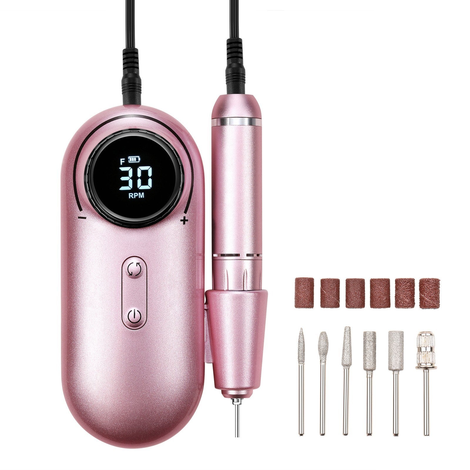 Electric Nail Drill Polish Kit 30000RPM Nail File Manicure Pedicure Tool with 6 Drill Bits Sanding Bands
