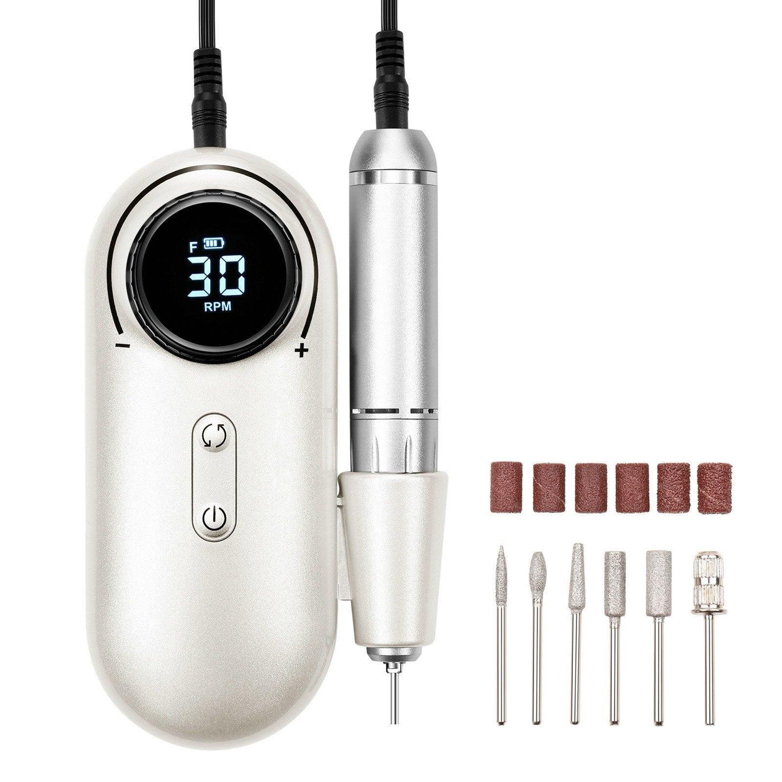 Electric Nail Drill Polish Kit 30000RPM Nail File Manicure Pedicure Tool with 6 Drill Bits Sanding Bands