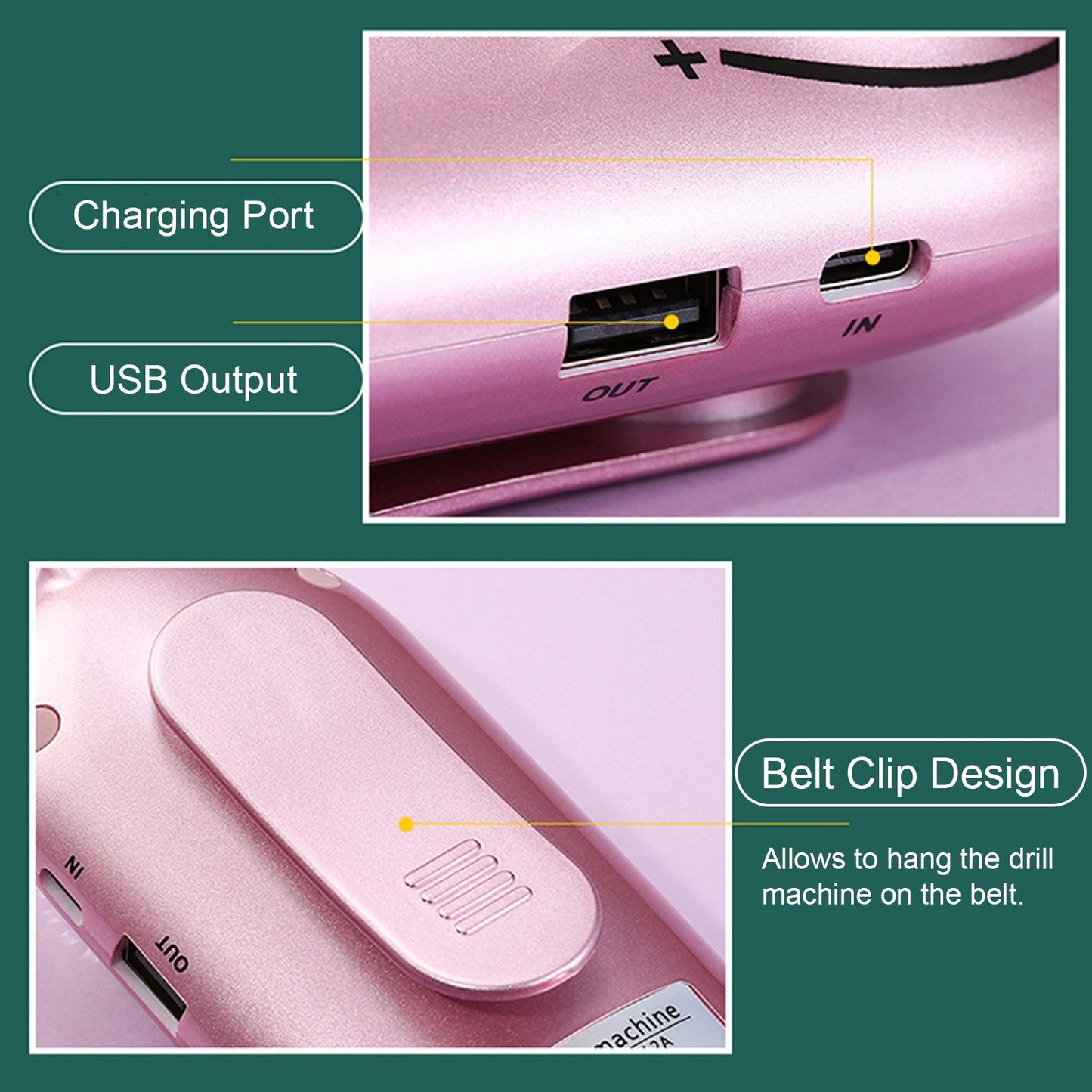 Electric Nail Drill Polish Kit 30000RPM Nail File Manicure Pedicure Tool with 6 Drill Bits Sanding Bands