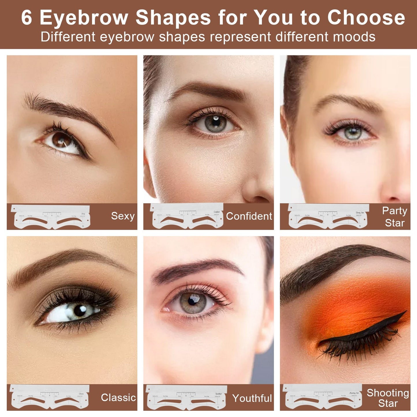 Eyebrow Hairline Stamp Kit Eyebrow Stencil Set with Eyebrow Brush Trimmer Brush Accessory