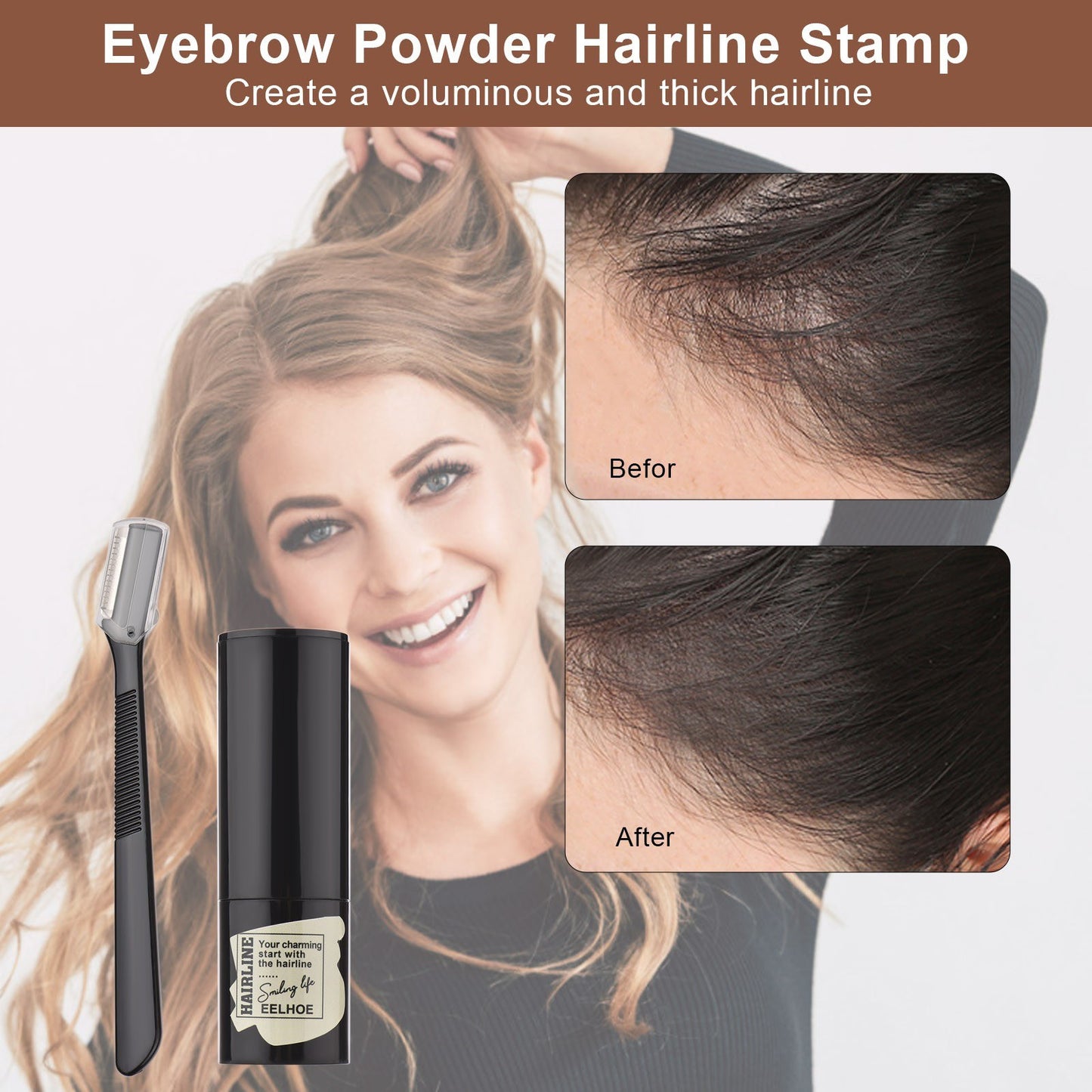 Eyebrow Hairline Stamp Kit Eyebrow Stencil Set with Eyebrow Brush Trimmer Brush Accessory