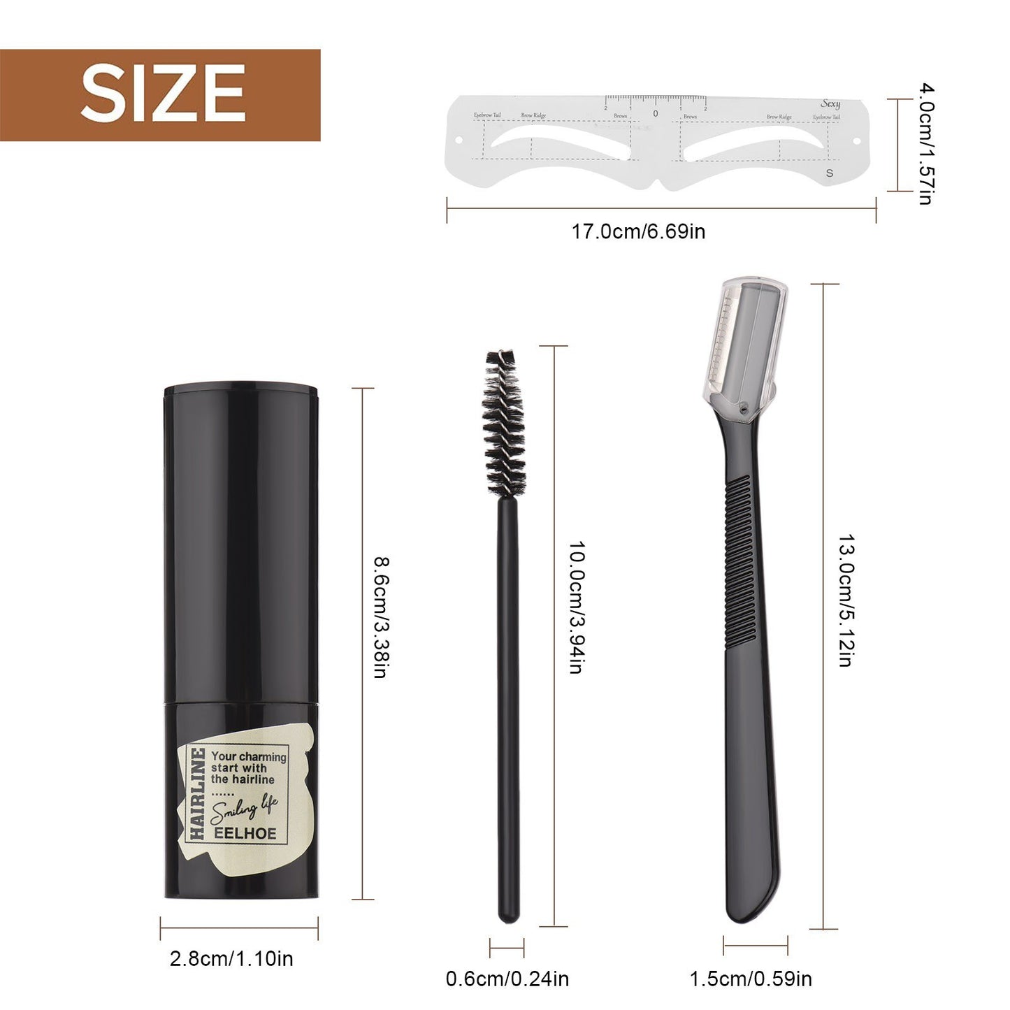 Eyebrow Hairline Stamp Kit Eyebrow Stencil Set with Eyebrow Brush Trimmer Brush Accessory