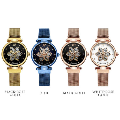 FORSINING Women Watch Automatic Mechanical Watches with Stainless Steel Strap Classic Fashion Wristwatch Luminous Display - Blue