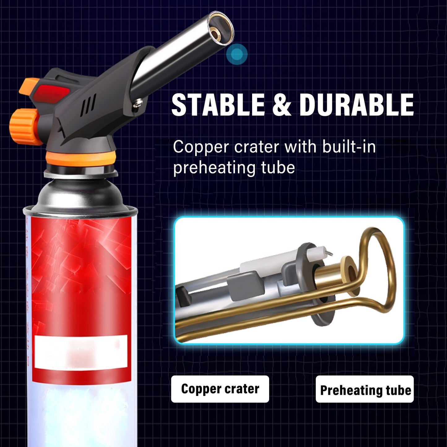 Butane Torch Kitchen Torch Lighter Adjustable Flame No Leaking Reversible Culinary Torch For Cooking Baking Barbecue