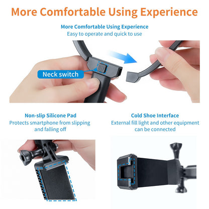 TELESIN GP-HNB-U1 Sports Camera Phone Selfie Neck Holder Mount with Phone Clamp