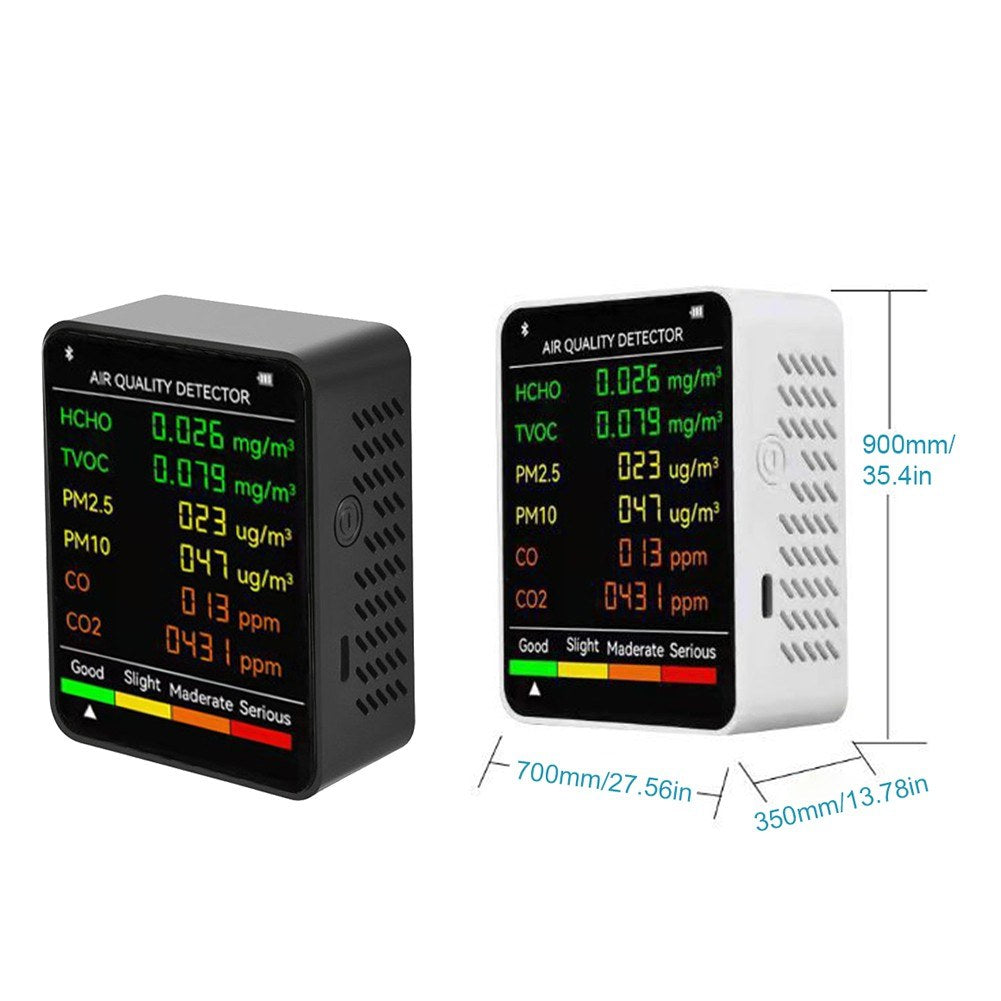 6 In 1 PM2.5 PM10 HCHO TVOC CO CO2 Multifunctional Air Quality Detector LCD Screen Display Air Quality Tester