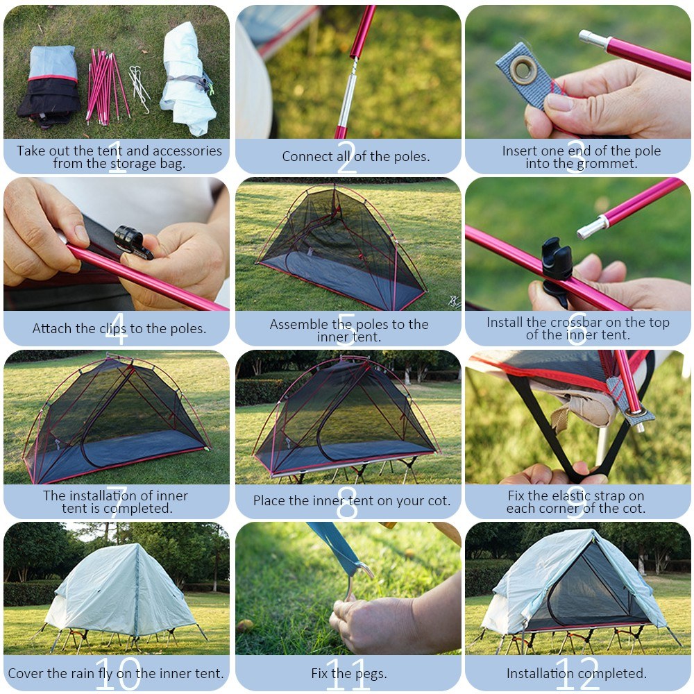 1 Person Tent Waterproof Oxford Cloth Tent Cot Set Outdoor Camping Traveling