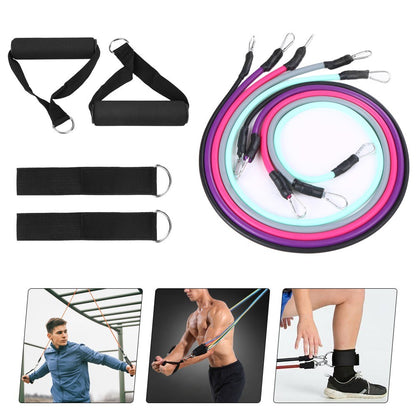 11Pcs/Set Resistance Bands Set Workout Fitness Exercise Tube Bands Ankle Straps Kit for Home Gym Travel