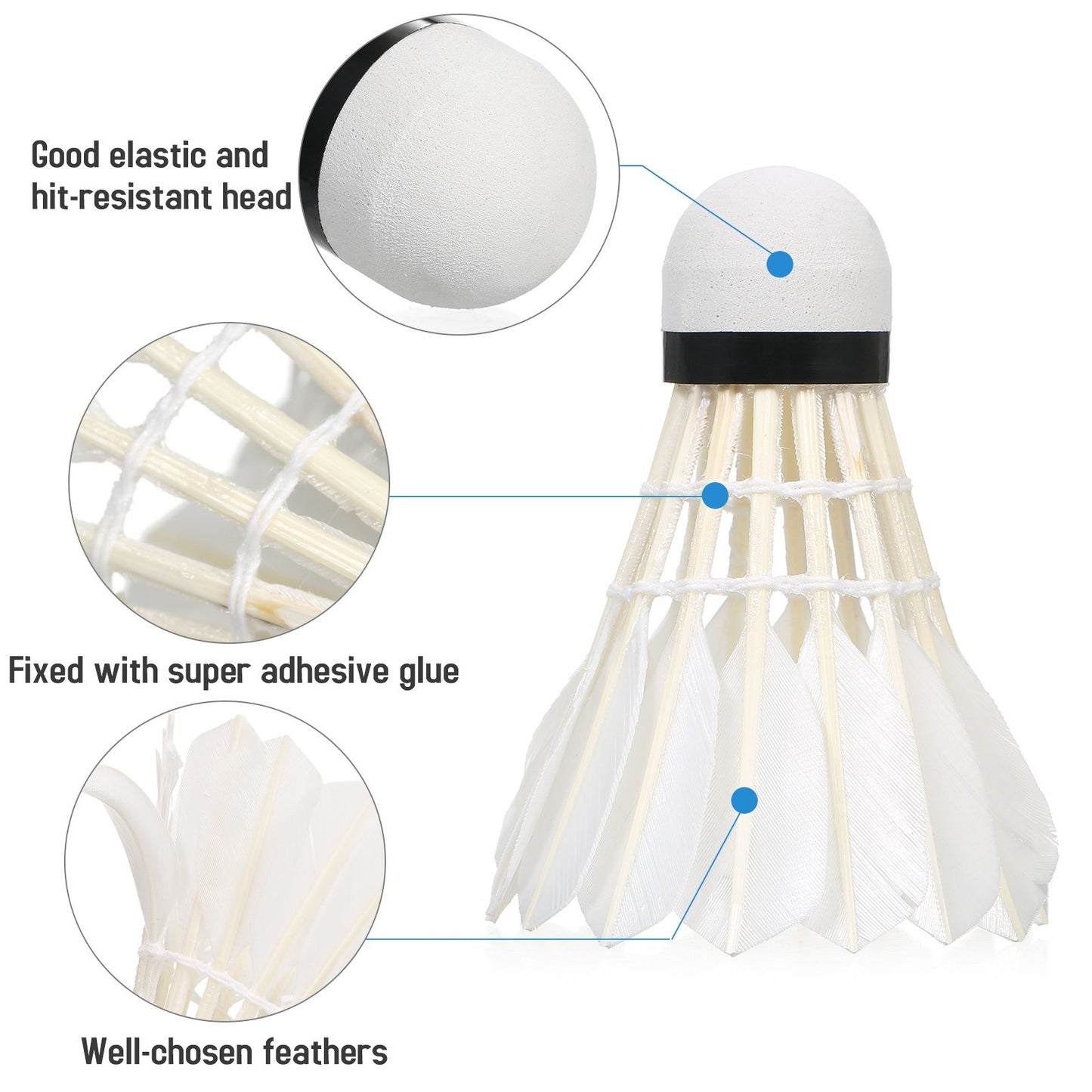 12Pcs Sports Shuttlecocks High Speed Badminton Birdies Training Badminton Balls for Youth Players Exercise Gym Fitness Game