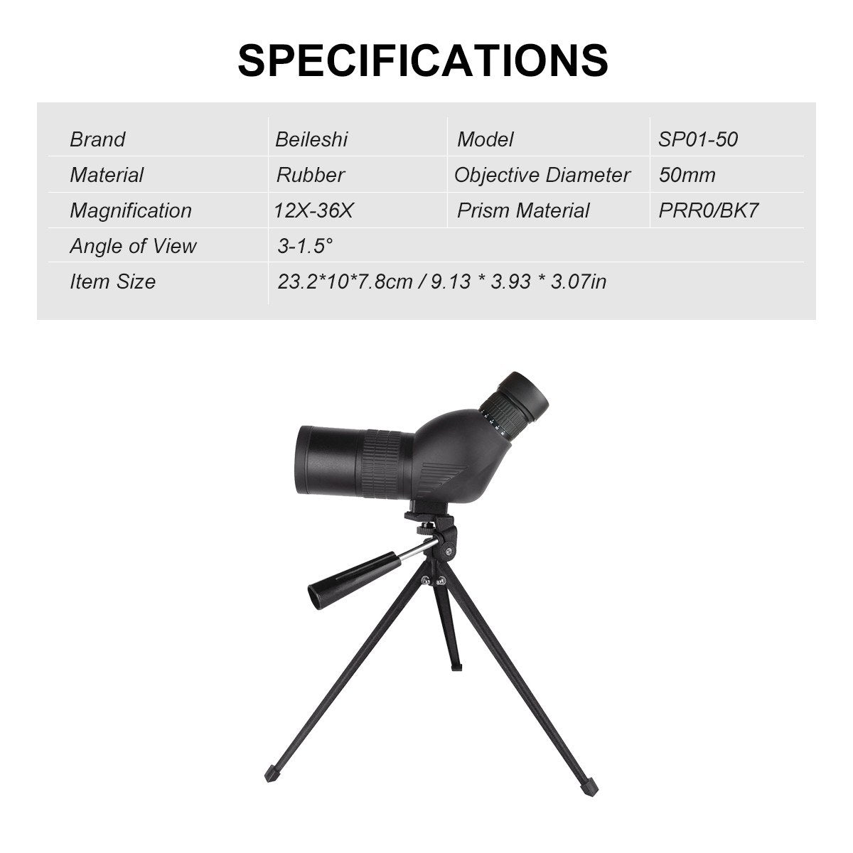 BEILESHI Spotting Scope with Tripod HD Monocular Portable 12X-36X Zoom Eyepiece Straight or Angled for Bird Watching, Wildlife, Scenery and Hunting