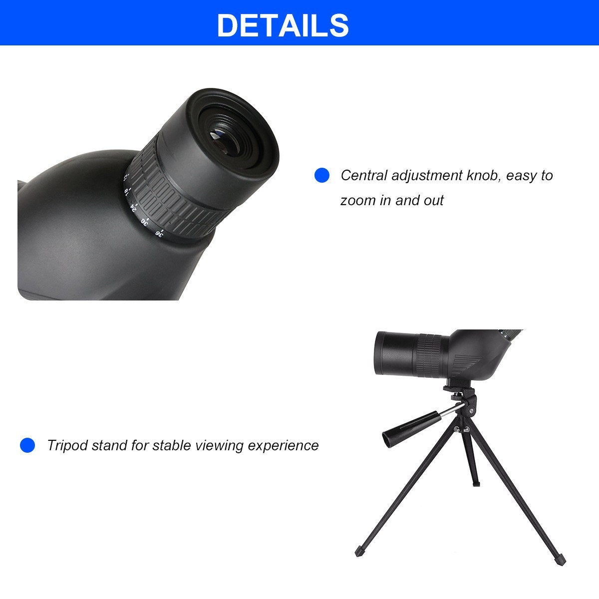 BEILESHI Spotting Scope with Tripod HD Monocular Portable 12X-36X Zoom Eyepiece Straight or Angled for Bird Watching, Wildlife, Scenery and Hunting