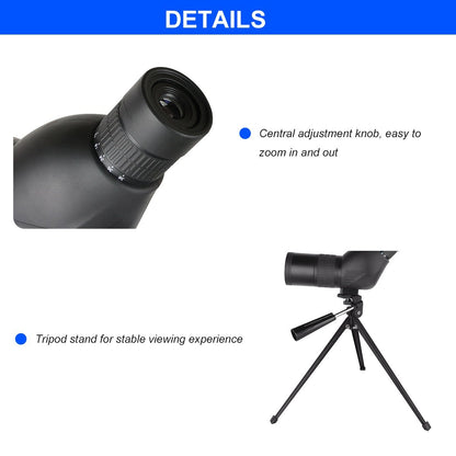 BEILESHI Spotting Scope with Tripod HD Monocular Portable 12X-36X Zoom Eyepiece Straight or Angled for Bird Watching, Wildlife, Scenery and Hunting