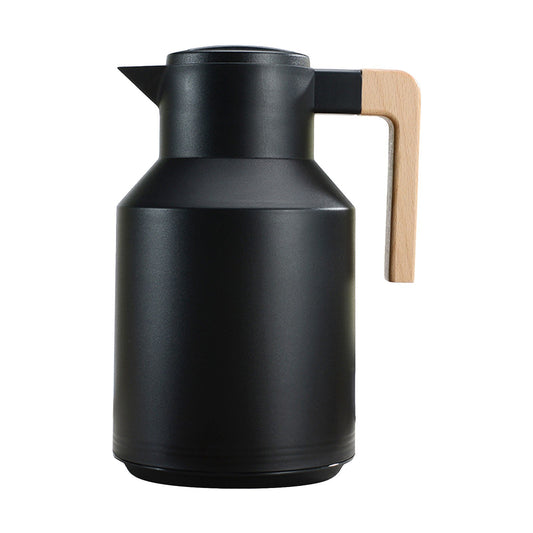 1L Thermal Coffee Carafe Double Walled Thermal Carafe Pot Keeping Hot Cold Water Kettle with Wood Handle