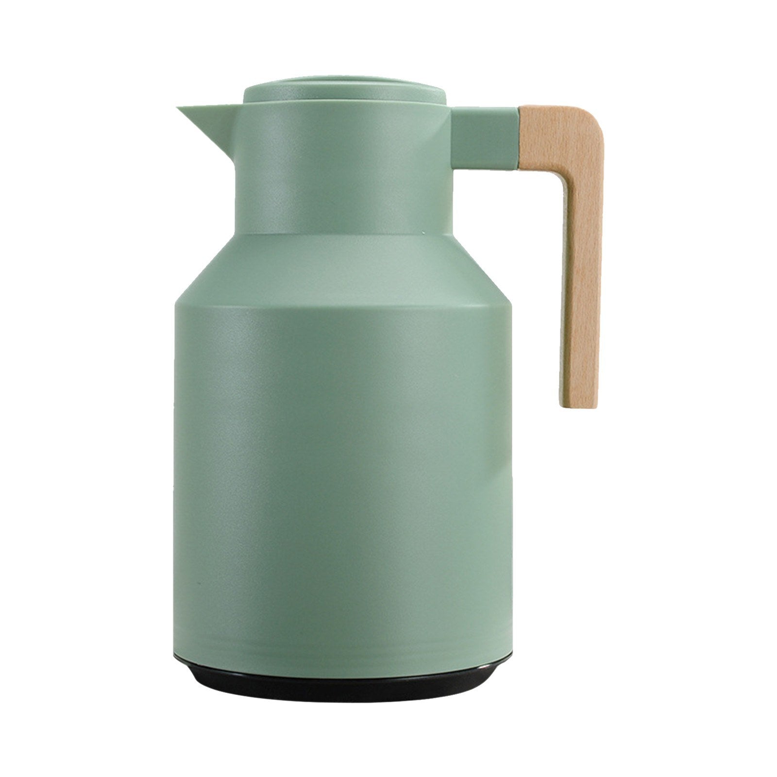 1L Thermal Coffee Carafe Double Walled Thermal Carafe Pot Keeping Hot Cold Water Kettle with Wood Handle