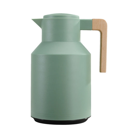 1L Thermal Coffee Carafe Double Walled Thermal Carafe Pot Keeping Hot Cold Water Kettle with Wood Handle