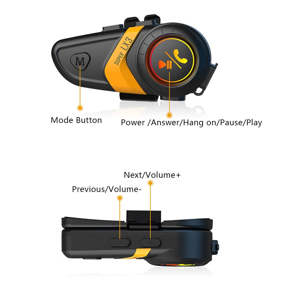 Motorcycle Helmet BT5.0 Headset Wireless Riding Intercom Kit Noise Reduction Headphone Microphone Set