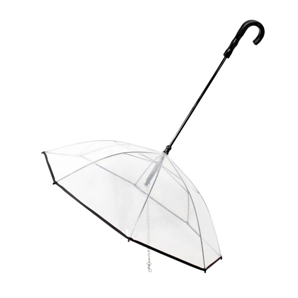 Pet Umbrella Transparent Folding Dog Umbrella with Leash Rainproof Snowproof Pet Dog Supply