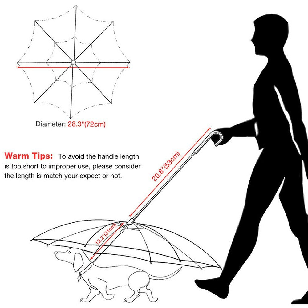 Pet Umbrella Transparent Folding Dog Umbrella with Leash Rainproof Snowproof Pet Dog Supply