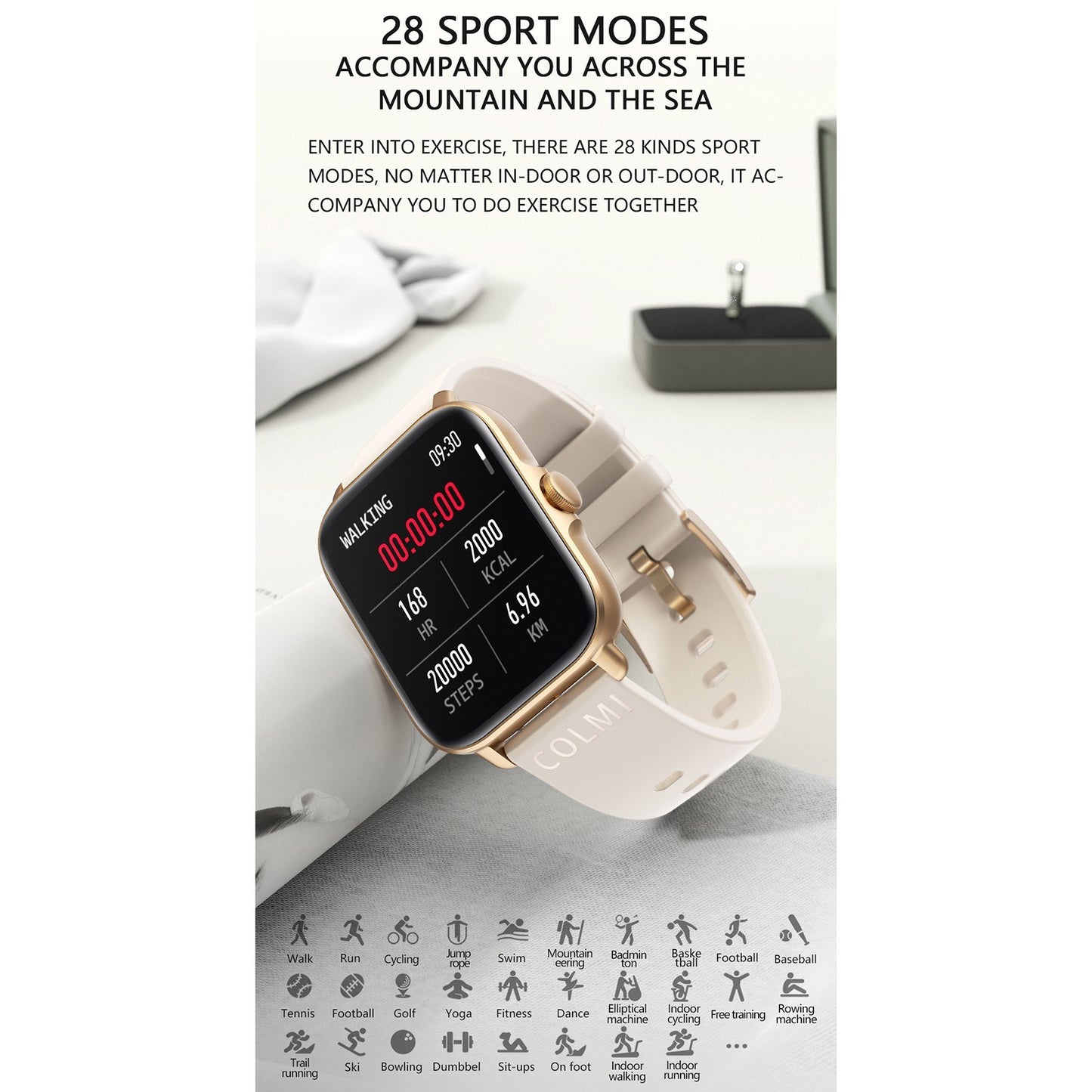 COLMI P28 Plus Fitness Tracker Smart Bracelet 1.69" TFT Full-touch Screen Pedometer BT Call Health Monitor Wristband Smart Watch for Android iOS