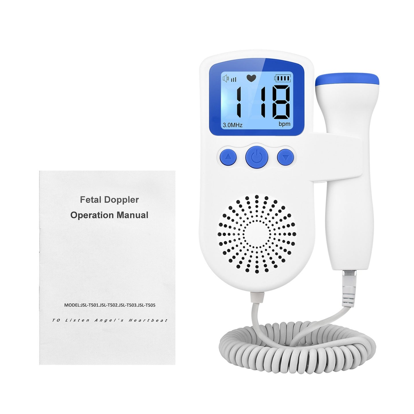 Pregnancy Handheld Baby Heartbeat Detector 3.0MHz Portable Fetal Doppler for Home Noise Reduction Baby Heart Monitor