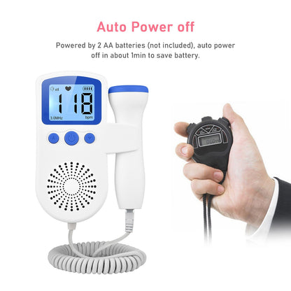 Pregnancy Handheld Baby Heartbeat Detector 3.0MHz Portable Fetal Doppler for Home Noise Reduction Baby Heart Monitor