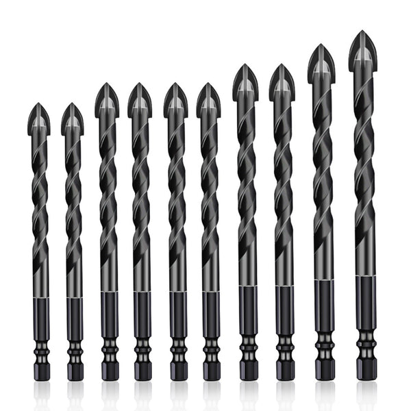 10PCS Masonry Drill Bits for Tile Brick Glass Plastic Porcelain Marble Wood Ceramic Wall Mirror with 5/6/8/10/12mm