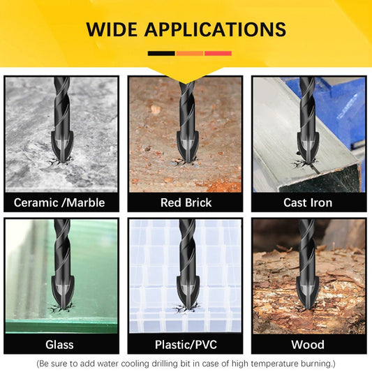 10PCS Masonry Drill Bits for Tile Brick Glass Plastic Porcelain Marble Wood Ceramic Wall Mirror with 5/6/8/10/12mm