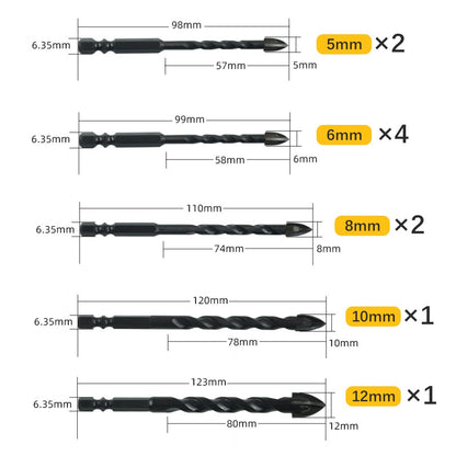 10PCS Masonry Drill Bits for Tile Brick Glass Plastic Porcelain Marble Wood Ceramic Wall Mirror with 5/6/8/10/12mm