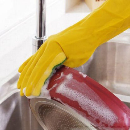 1 Pair Household Cleaning Gloves Home Kitchen Dishwashing Sponge Fingers Rubber Cleaning Gloves