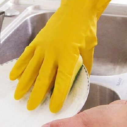 1 Pair Household Cleaning Gloves Home Kitchen Dishwashing Sponge Fingers Rubber Cleaning Gloves