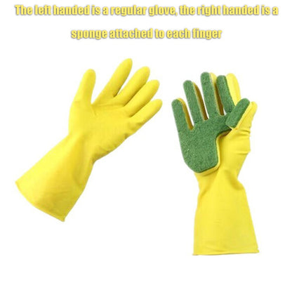 1 Pair Household Cleaning Gloves Home Kitchen Dishwashing Sponge Fingers Rubber Cleaning Gloves