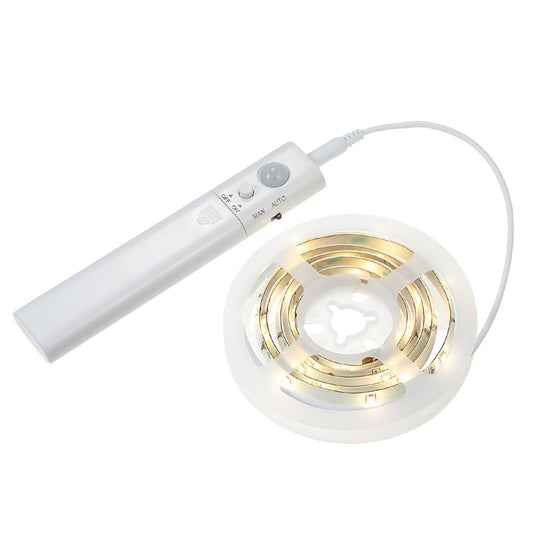 1m 30-LED Warm White Battery Powered PIR Motion Sensor Strip Light Cabinet Wardrobe Lamp with Remote Control