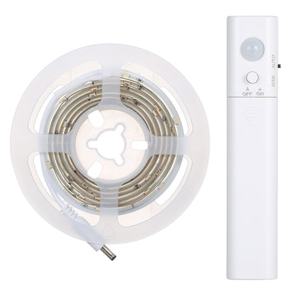 1m 30-LED Warm White Battery Powered PIR Motion Sensor Strip Light Cabinet Wardrobe Lamp with Remote Control