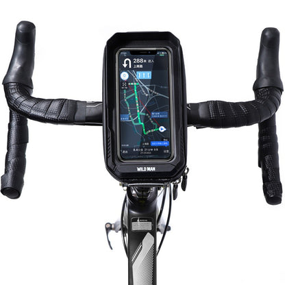 WILD MAN Bike Bicycle Phone Mount Bag 1L Waterproof Front Frame Top Tube Handlebar Bag with Touch Screen Sports Cycling Pack