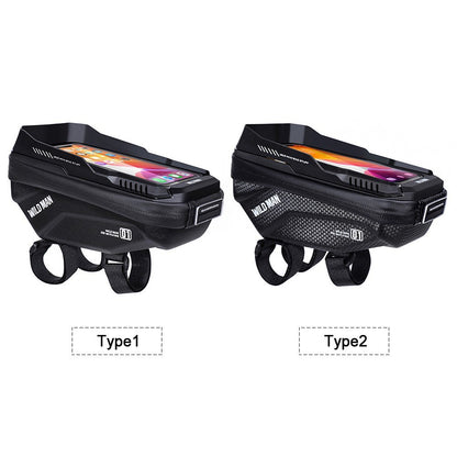 WILD MAN Bike Bicycle Phone Mount Bag 1L Waterproof Front Frame Top Tube Handlebar Bag with Touch Screen Sports Cycling Pack