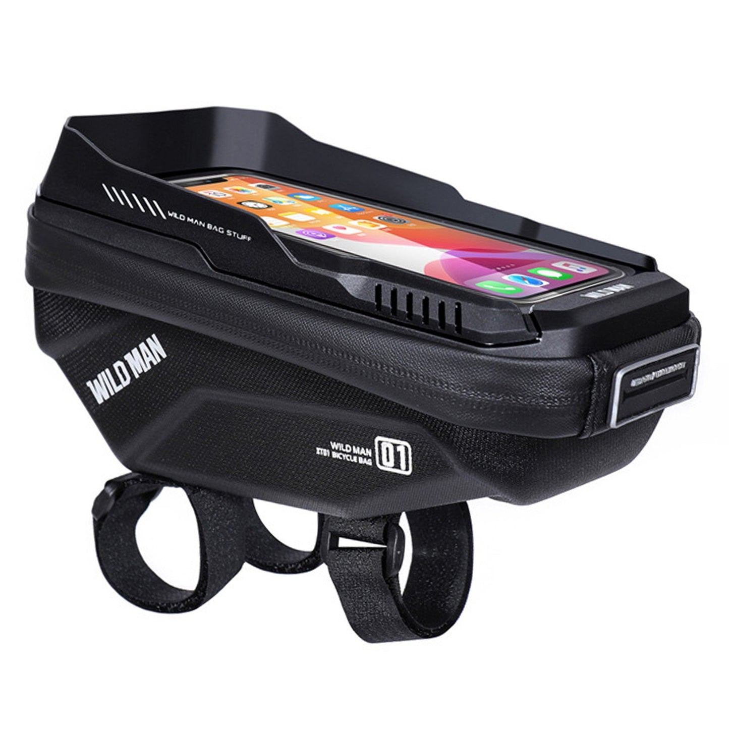WILD MAN Bike Bicycle Phone Mount Bag 1L Waterproof Front Frame Top Tube Handlebar Bag with Touch Screen Sports Cycling Pack